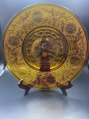Tiara Amber Sandwich glass Platter
